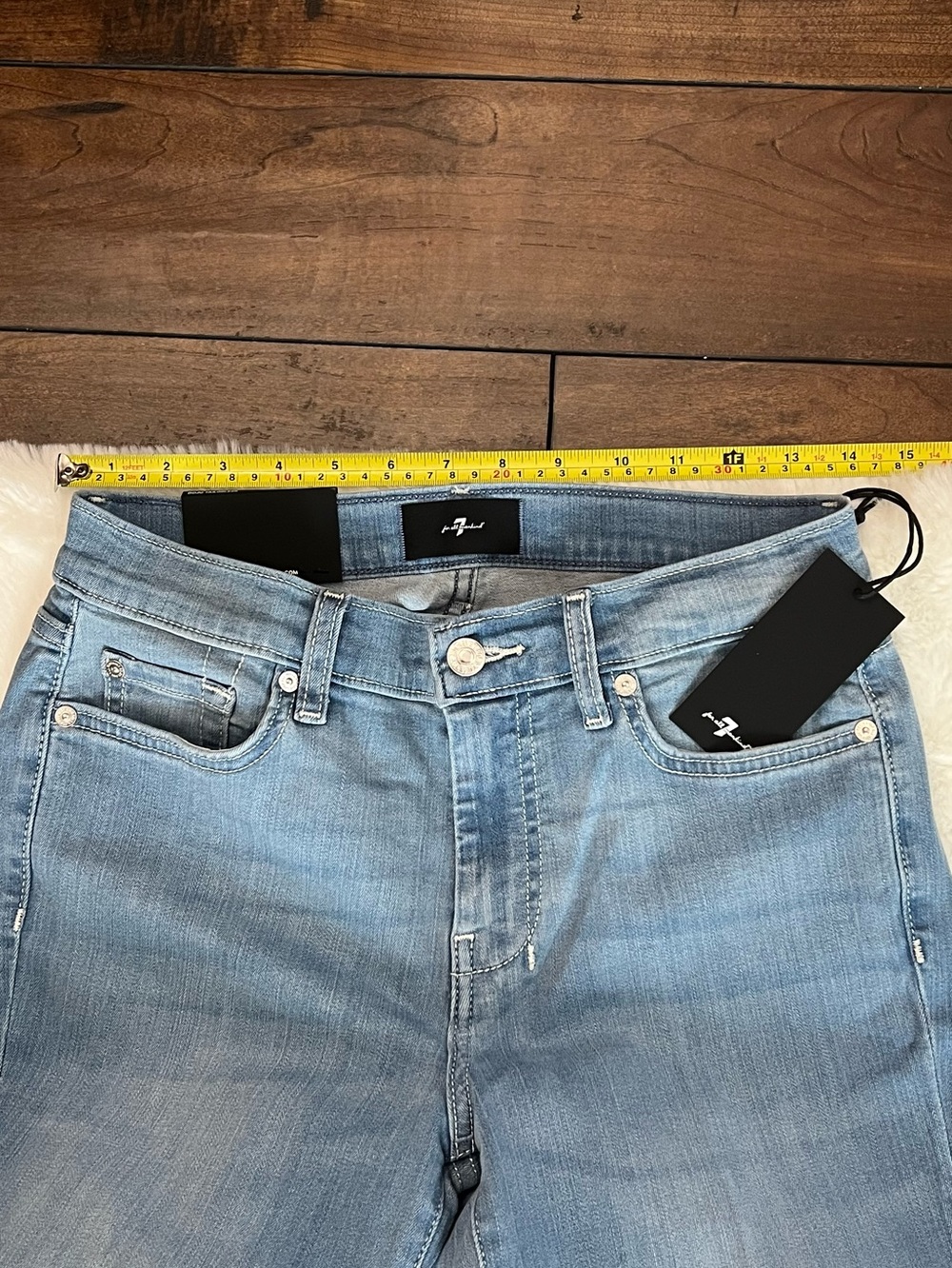 NWT 7 For All Mankind Dojo Tailorless Flare Jeans Color Marrakech Wash Size 28 - Picture 13 of 16